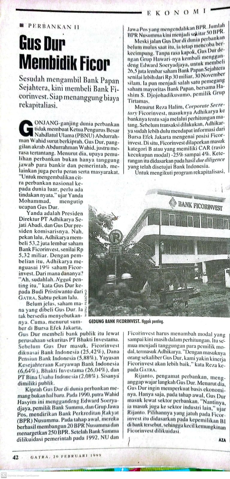 Reformasi, Gus Dur dan Bank