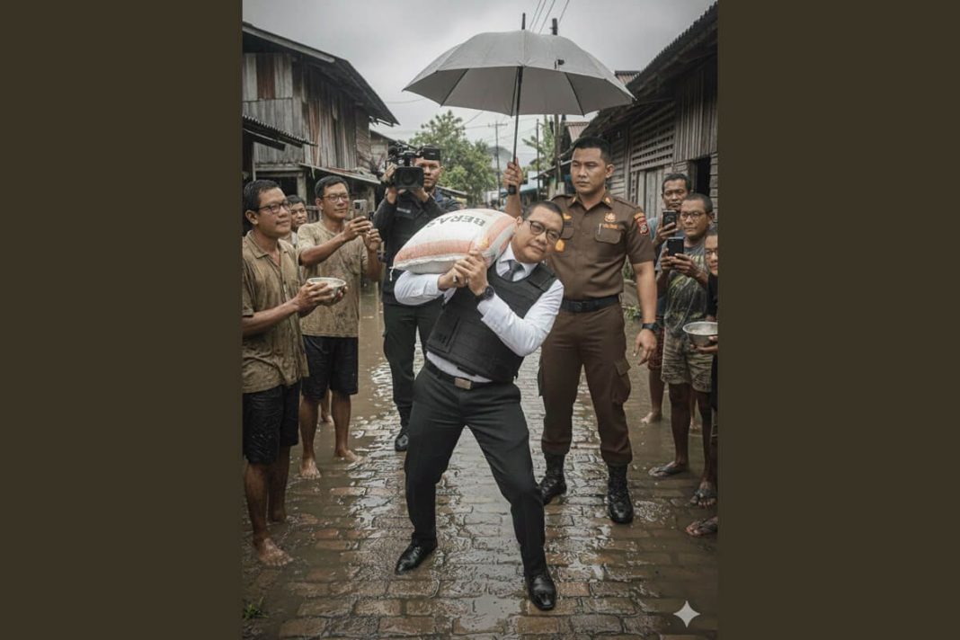 geotimes - Ironi di Balik Lensa Rompi Anti Peluru dan Karung Beras Kosong di Titik Banjir Sumbar